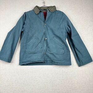 Vintage LL Bean Chore Coat Teal Blue Canvas Flannel USA Kid XL Women's S-Medium